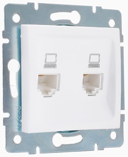 Розетка компьютерная без рамки Lezard Karina 2-м. RJ45 5e белый картинка